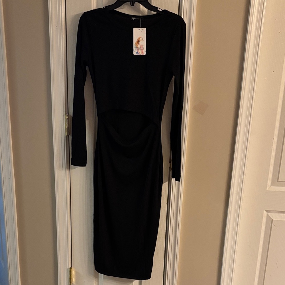 NWT Elegant Black Long Sleeve Dress size medium